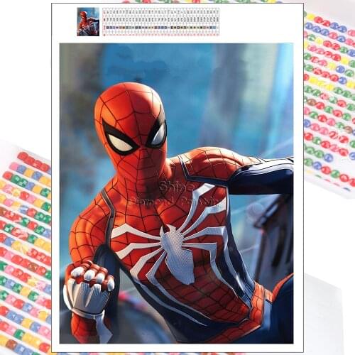 Diamond Painting Marvel Cartoon Spiderman 5D Hobby Art DIY Rhinestone Mosaic Full Square Round Drill Kit Mural Home Decoration
