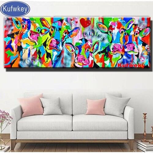 Abstract cow diy Diamond Painting cross stitch full square round diamond embroidery Mosaic Animal Art Home decoration large Size