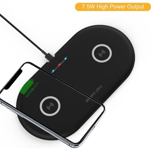 5/7.5/10W Wirelessly Quick Charging Charger Ultra Slim Portable Auto Power off Dual Charging Pad for iPhone Samsung Smartphones