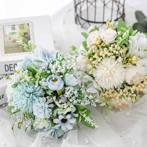 Gypsophila Roses Bouquet Artificial Flowers Wedding Bouquet Silk Flower for Wedding Home Party Decoration Fake Flower