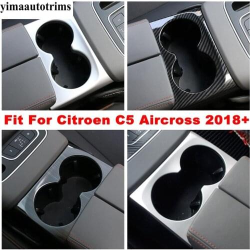 Central Control Water Cup Holder Panel Cover Trim Stainless Steel / ABS Interior Accessories For Citroen C5 Aircross 2018 - 2021