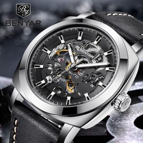 BENYAR Top Brand Men Watch Automatic Mechanical Sports Watch Mens High End Casual Skeleton Male Wristwatch Clock For Man Gift