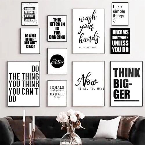 Black And White Quotes Wall Art Paintings English Positive Letters Canvas Print Nordic Poster Wall Pictures Living Room Decor