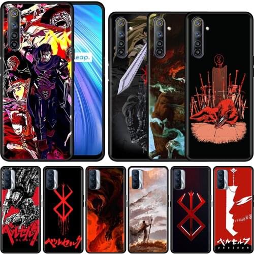CellPhone Case For Realme 8 C21 6 7 Pro C3 XT GT Neo C15 C11 C12 5 7i X50 X7 Black Silicone Fundas Capa Berserk