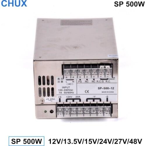 CHUX 500W Switching Power Supply Single Output 12v 13.5v 15v 24v 27v 48v Smps Ac DC SP Series SP-500W-24V Power Supplies