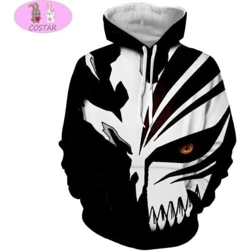 COSTAR Hot Anime Bleach Kurosaki ichigo Rukia Gotei 13 Fashion Hoodies Pullover Harajuku Hooded Sweatershirt Unisex