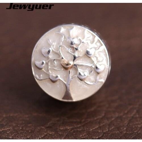 Tree of Hearts with Silver Enamel Charms 925 sterling silver jewelry gold heart fit charm beads bracelet diy Fine jewelry GD113