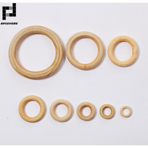 BASEHOME 10pcs 15-100mm Out Size Wooden Circle Rings Handbag Fasteners for DIY Handmade Accessories
