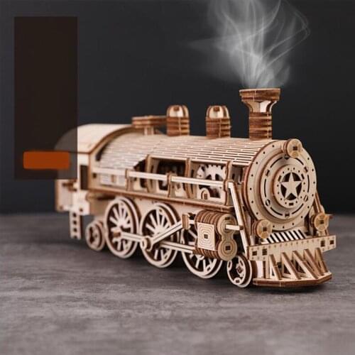 3D Wooden Steam Train Jigsaw Puzzle Game Laser Cutting Mechanical Model Assembly Toy Gift for Boy & Girls for Dropshipping