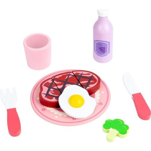 Wooden Kitchen Pretend Play House Toy Montessori Early Education Puzzle Fun Classic Simulation Kitchen Western Food Toy Kids Toy