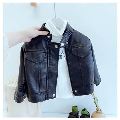 Baby Girl Boy Spring Autumn Winter PU Coats Jackets Kids Fashion Leather Jacket Children Overcoat Clothes 1-10age
