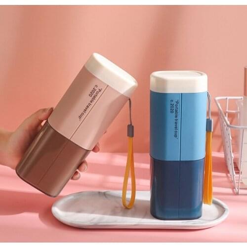 Travel Toothbrush Storage Box Portable Tooth Cylinder Cup Creative Simple Tooth Set Box Travel Brushing Cup Wash Cup Set