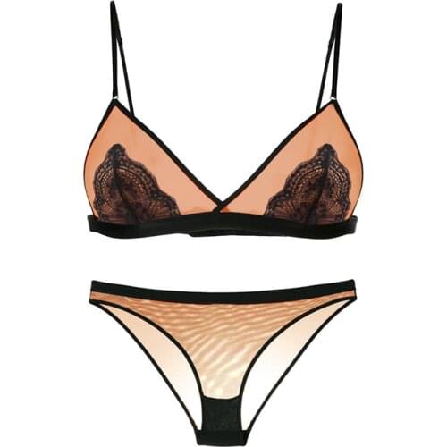 Sexy Ultra-thin Transparent Wireless Bra Set Female Seamless Lingerie Unpadded Breathable Ladies Intimates Women Lace Bralette