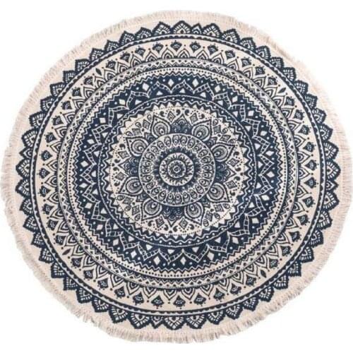 Morocco Round Carpet Bedroom Boho Style Tassel Cotton Rug Hand Woven National Classic Tapestry Sofa Cushion Tatami Floor Mats