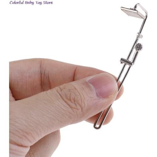 Doll House Miniature Alloy Bathroom Bath Shower Mini Bathroom Bath Shower Model Pretend Toy For Doll Accessories