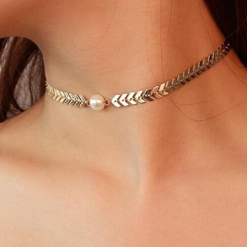 Summer Hot Simulated-pearl Choker Necklace Fashion Chain Necklace For Women Bohemian Jewelry Kolye Bijoux Collare
