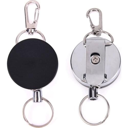 Hot Resilience Steel Wire Rope Elastic Keychain Sporty Retractable Alarm Key chain Anti-lost telescopic key ring Keys trinket