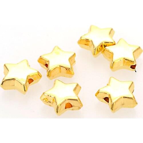 Miasol 100 Pcs 10MM Silver/Golden Color Plain Stars Antique Design Charms Spacer Beads For Diy Jewelry Making Finding