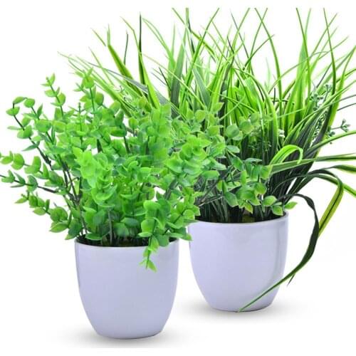 New fashion Mini Artificial Green Plants Bonsai Home Office Cafe Wedding Party Desktop Decor Vivid color looks realistic lively