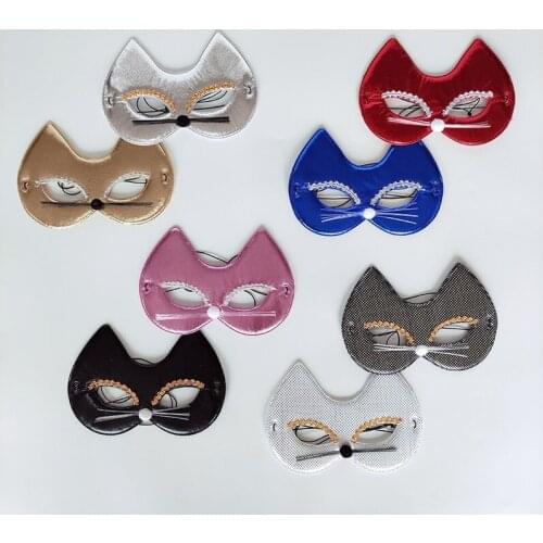 Fashion New Children Adult Halloween Party Holiday Performance Cute Dress Up Animal Cat Mask Black Silver Red