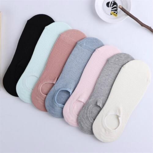 Fashion New Design Women Summer Invisible Socks Comfortable Cotton Breathable Shallow Mouth Solid Pure Candy Color Sock Slippers
