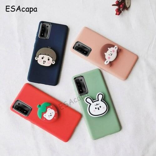 3D DIY Cute Soft Phone Case For Honor 10X Lite Case Candy Color Boy Girl Rabbit Strawberry Stand Silicone Matte Phone Case