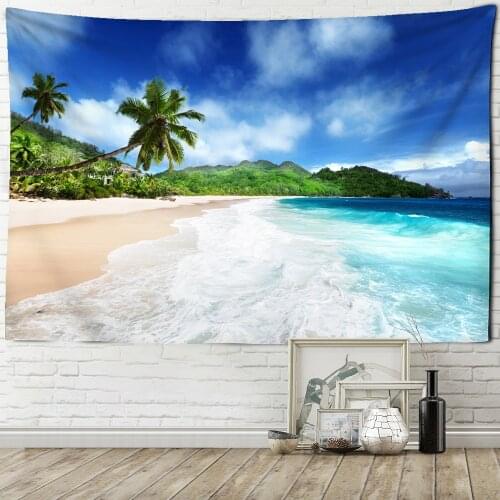 Beach Scenery Tapestry Wall Hanging Moon Bay Sunshine Hippie Mattress Bohemian Polyester Printing Bedroom Home Decor