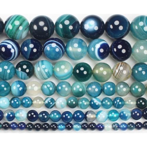 Natural Smooth Blue Green Agates 4-16mm Round Beads 15inch ,Wholesale For DIY Jewellery Free Shipping