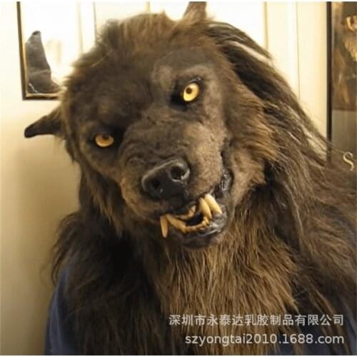 New Werewolf Headwear Costume Party Mask Headwear Wolf Carnival Masquerade Funny Cosplay Scary Full Head Latex Mask