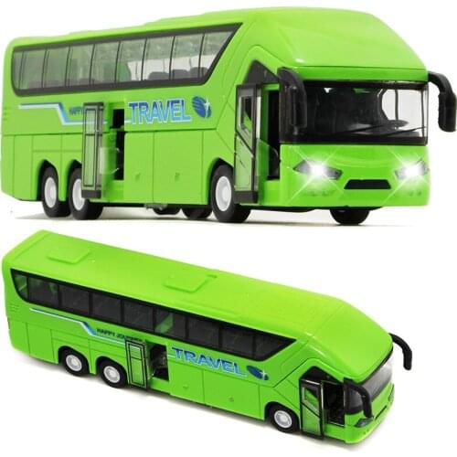 New 1:32 Simulation Bus Alloy Car Color Sound And Light Pull Back Toy Car Tourist Sightseeing Car Boy Collection Decoration Gift