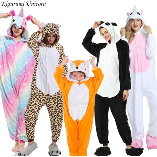 Kigurumi Unicorn Pajamas For Boys Girls Women Men Pajamas Sets Onesie Adults Animal Panda Cat Sleepwear Cosplay Pyjamas Kids