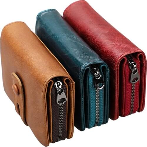 Hot new Genuine Leather Wallet Womens Wallets coin wallet fresh multi-function women purse Pure color simple female coin