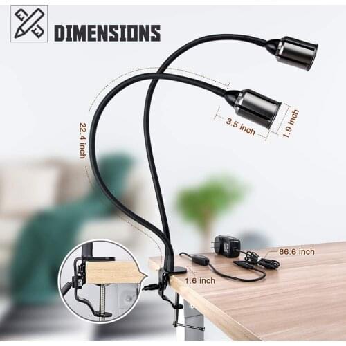 Grow Light Plant Light Full Spectrum Gooseneck Growing Lamps Dual Head with Clamp for Indoor Plants ALI88