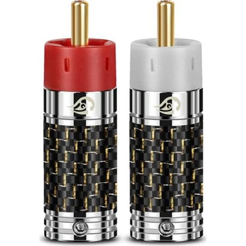 RCA Plug Connector Audio Jack Gold Plated 6mm/10mm Double Wire Diameter Male Adapter With Screws Soldering Locking White Red