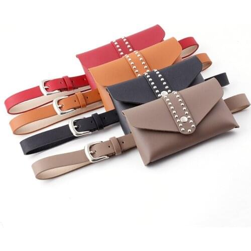 Women Mini-bag Belt Casual Fashion PU Leather Metal Ring Decoration Pin Buckle Thin Waist Belt Ceinture SE89