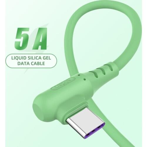 USB Type C Cable 5A Quick Charge 3.0 Liquid Soft Silicone Cable Fast Charging For Samsung Huawei P40 5G Phone USB C Charger Wire