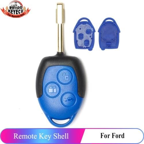 KEYECU 3 Button Remote Car Key Case Shell Fob for Ford Transit WM VM 2006-2014 P/N: 6C1T15K601AG Black Head FO21 Blade