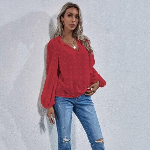 2021 Womens Blouses Chiffon Sexy V-neck See-through Long Sleeve Top Shirt Blouse Mesh Embroidery Shirts Female Blusas