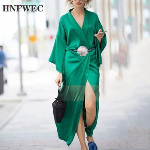 Women Green Waist Bandage Lose Long Trench New Lapel Long Sleeve Loose Fit Windbreaker Fashion Autumn Winter 2020 S925
