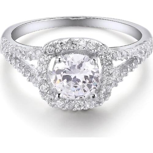 DY 925 Sterling Silver Ring Clear Cubic Zirconia Elegant Luxury Delicate Bridal Ring For Women Wedding Engagement Trendy Jewelry