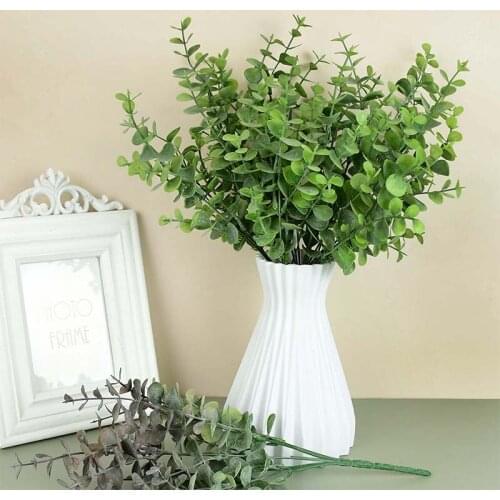 1 Bunch Artificial Plant Eucalyptus Leaves Plastic Home Decor Holiday Wedding Party Decoration Fake Plants Garden Decor Plants