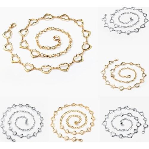 2020 Women Metal Waist Chain Pants Dress Waistband Long Tassel Flash Drill Heart Flower Chain Belt Pendant Hollow Girdle Hip Hop
