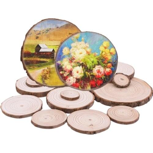 3-12cm Natural Round Wood Chips With Tree Bark DIY Handmade Crafts Painting Materials For Wedding Party Home Decoration Supplies