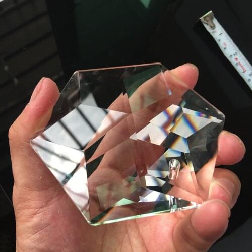4inches Glass Art Suncatcher Faceted Crystal Chandelier Part Pendant Craft Art Hexagram Prism Hanging Ornament Fengshui Xms