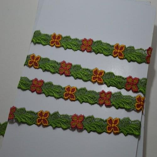 5YDS/lot 2cm wide green orangemixed hollow embroidery lace Hight quality lace fabrics embroidered lace19010606 somelace