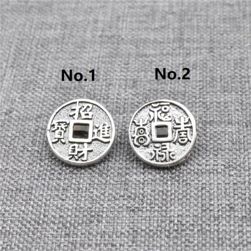 6pcs of 925 Sterling Silver Chinese Fortune Bring Wealth Coin Button Clasps for Clothes Bracelet
