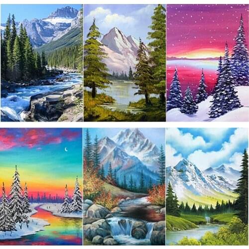 DIY 5D Diamond Painting Sunset Snow Scene Diamond Embroidery Snow Mountain Cross Stitch Full Square Round Drill Home Decor Gift
