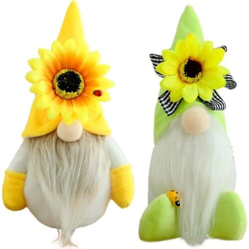 Bumble Bee Gnome Plush Ornaments Sunflower Dwarf Faceless Doll Elfs Bee Day Gifts for Kids Women Men Home Decorations