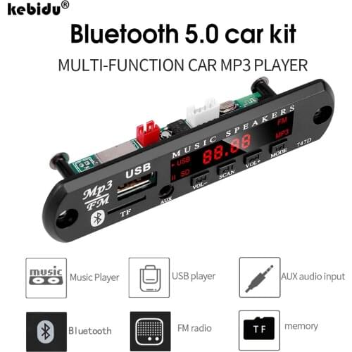 Kebidu Bluetooth DC 5V 12V MP3 WMA Decoder Board Wireless Car Audio Module USB FM TF Radio Newest For Car MP3 Accessories