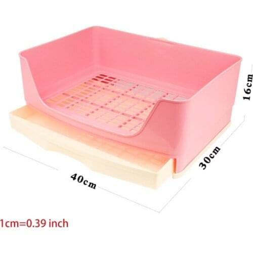 M68E Large Rabbit Litter Box with Drawer Place Firmly Pet Bedpan Corner Toilet Box
